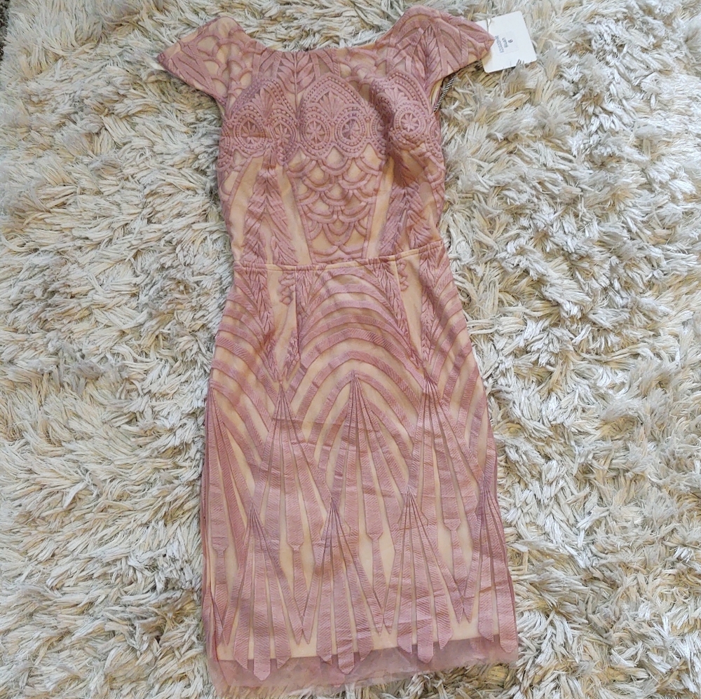 Hello Molly Embroidered Blush Criss Cross Dress